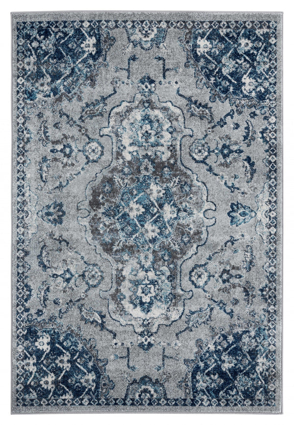 Vintage Rugs - 94" x 126" x 0.4" Grey Olefin Oversize Rug