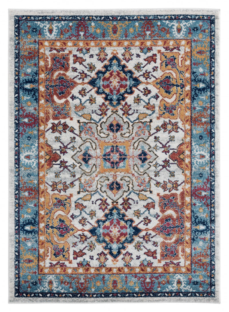 Blue Rug Living Room - 94" x 126" x 0.4" Blue Olefin Oversize Rug