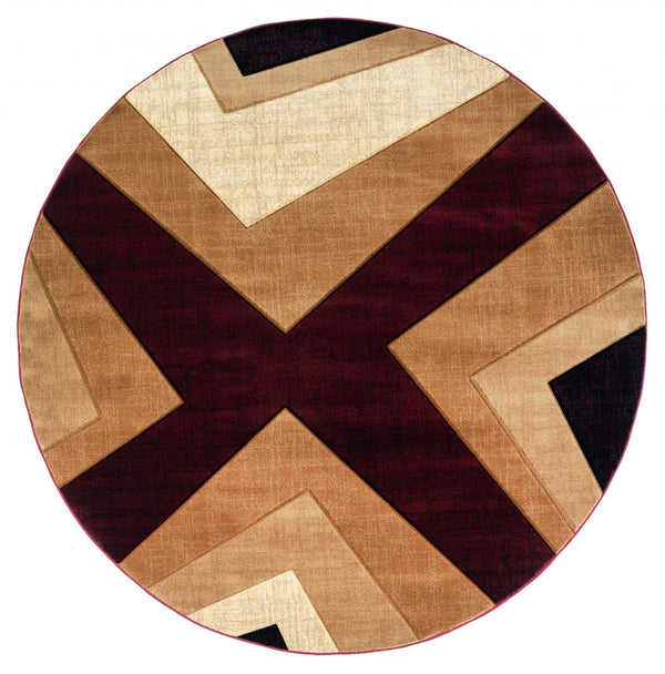 Round Carpet - 94" x 94" x 0.5" Burgundy Olefin/Polypropylene Round Rug