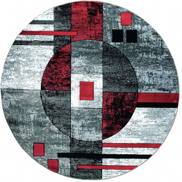 Red Rug - 94" x 94" x 0.5" Red Olefin/Polypropylene Round Rug