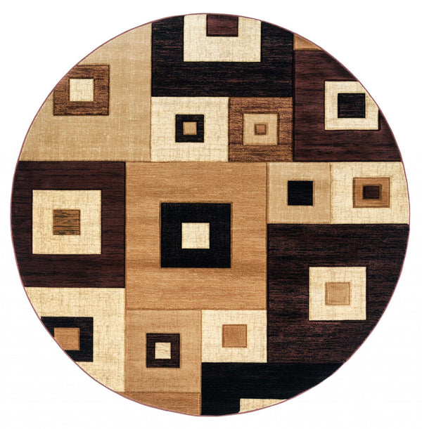 Brown Rug - 94" x 94" x 0.5" Brown Olefin/Polypropylene Round Rug