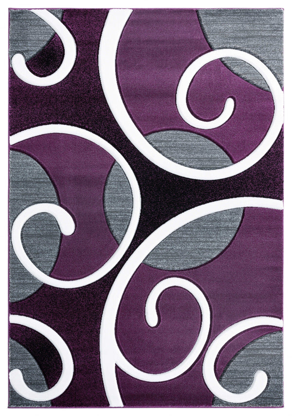 New Carpet - 63" x 90" x 0.53" Plum Olefin/Polypropylene Area Rug