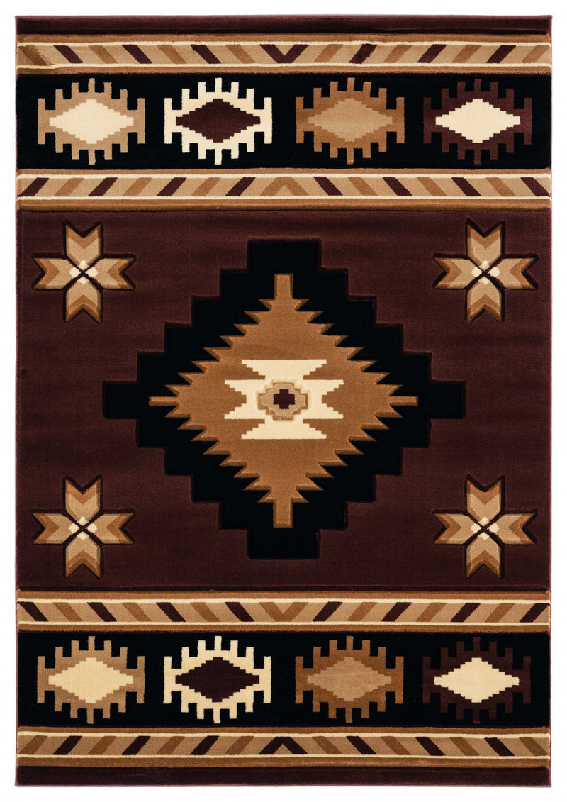 Stair Rug Runner - 31" x 88" x 0.53" Brown Olefin/Polypropylene Runner Rug