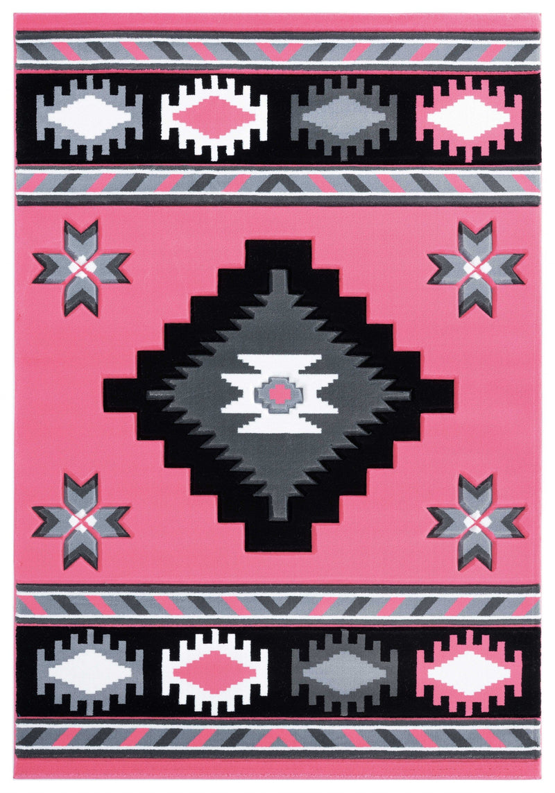 Pink Area Rug - 22" x 32" x 0.53" Pink Olefin/Polypropylene Accent Rug