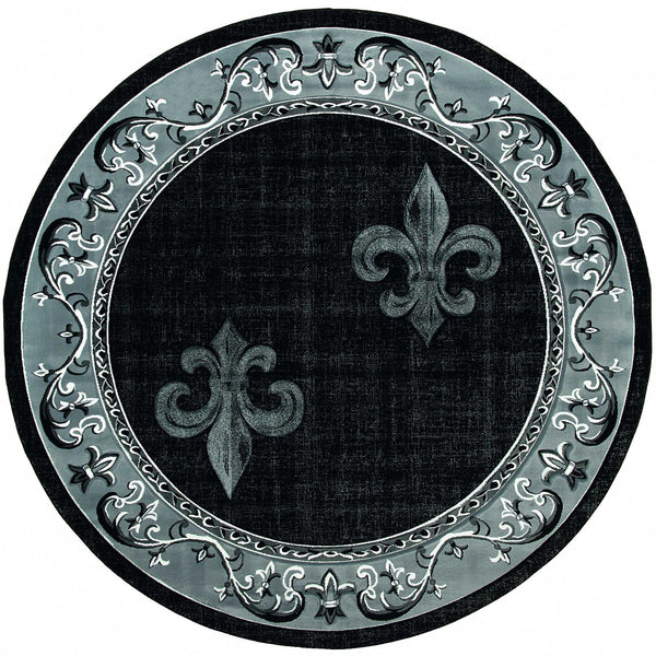 Christmas Rugs - 94" x 94" x 0.53" Grey Olefin/Polypropylene Round Rug