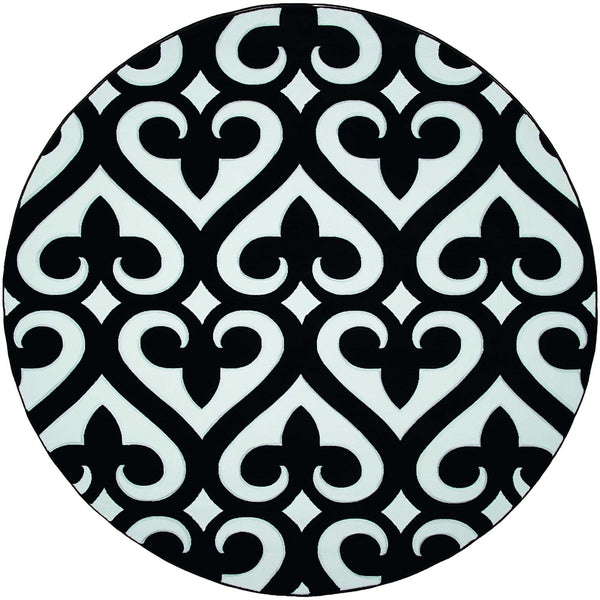 Black Rug - 94" x 94" x 0.53" Black Olefin/Polypropylene Round Rug