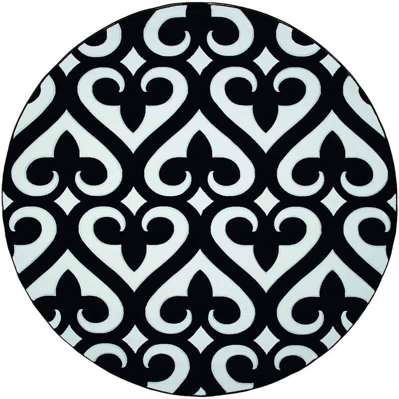 Black Rug - 94" x 94" x 0.53" Black Olefin/Polypropylene Round Rug