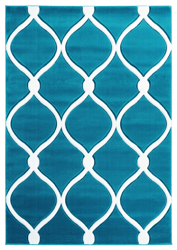 Carpet Deals - 63" x 90" x 0.53" Turquoise Olefin/Polypropylene Area Rug