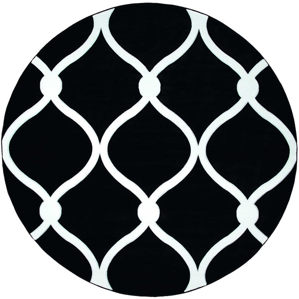 Black Rug - 94" x 94" x 0.53" Black Olefin/Polypropylene Round Rug