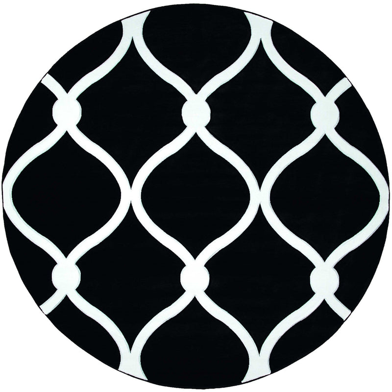 Black Rug - 94" x 94" x 0.53" Black Olefin/Polypropylene Round Rug