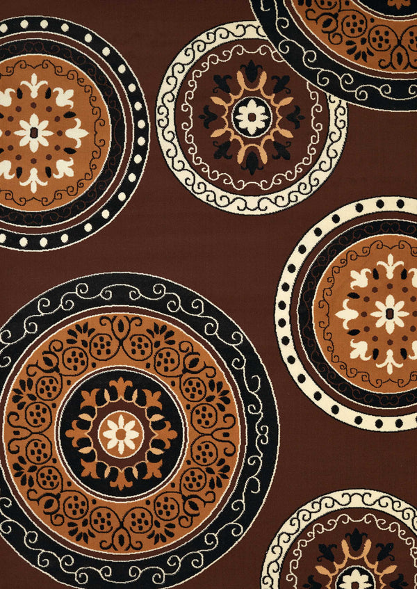 Brown Area Rugs - 94" x 126" x 0.4" Dark Brown Olefin Oversize Rug