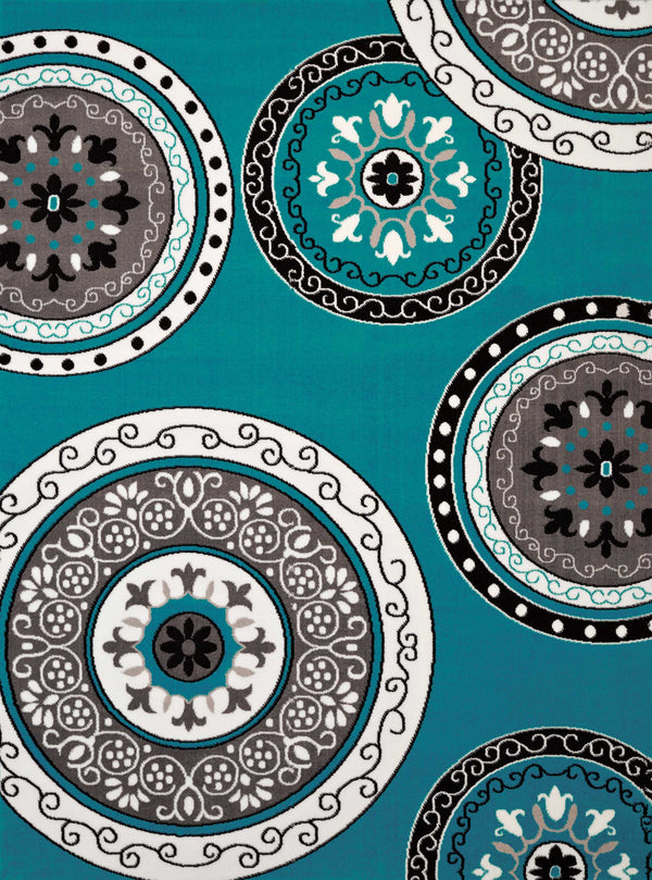 Cheap Runner Rugs - 33" x 86" x 0.4" Aqua Olefin Runner Rug