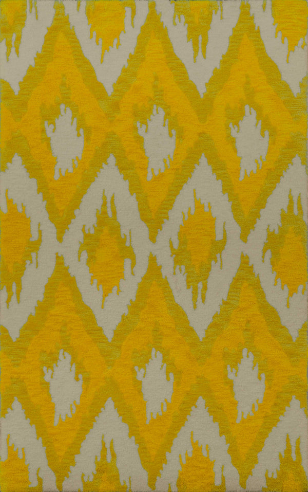 Floor Rugs - 23" x 36" x 0.79" Yellow Polyester Accent Rug