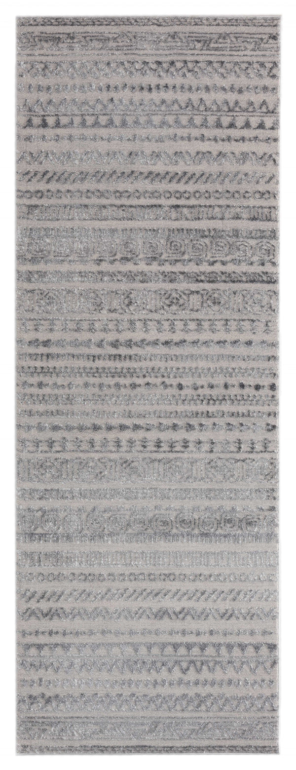 Cheap Runner Rugs - 31" x 86" x 0.39" Grey Polyester/Olefin Runner Rug