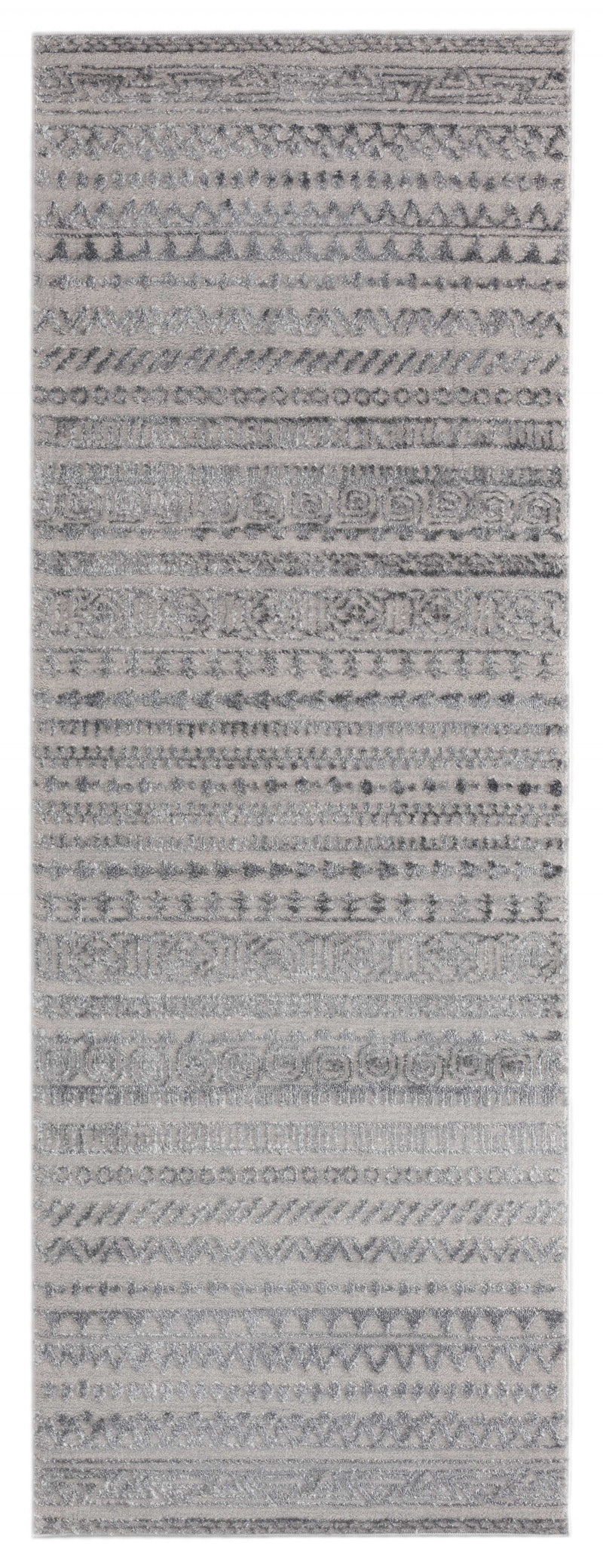 Cheap Runner Rugs - 31" x 86" x 0.39" Grey Polyester/Olefin Runner Rug