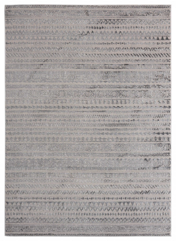 Blue and Grey Rug - 63" x 86" x 0.39" Grey Polyester/Olefin Area Rug
