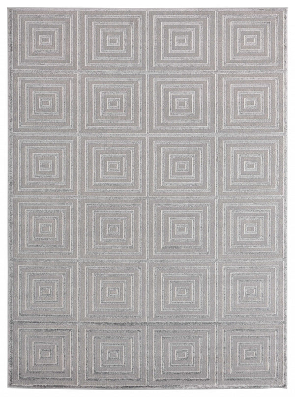 Floor Rugs - 23" x 36" x 0.39" Silver Polyester/Olefin Accent Rug