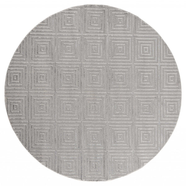 Silver Rug - 94" x 94" x 0.39" Silver Polyester/Olefin Round Rug