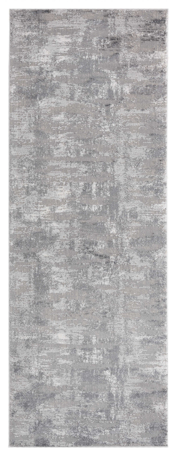 Cheap Runner Rugs - 31" x 86" x 0.39" Grey Polyester/Olefin Runner Rug