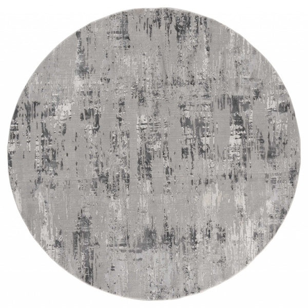 Floor Rugs - 94" x 94" x 0.39" Grey Polyester/Olefin Round Rug
