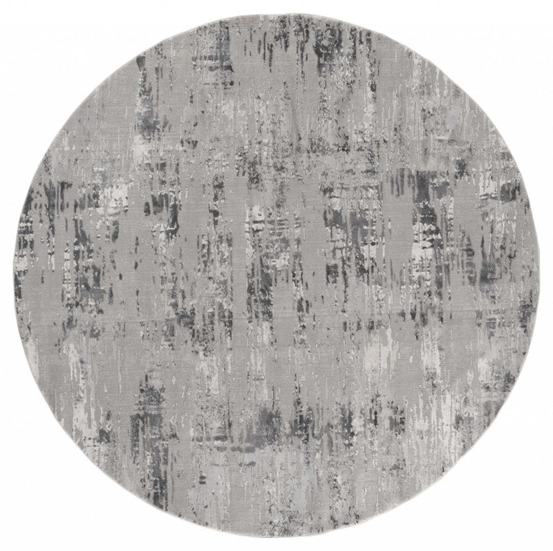 Floor Rugs - 94" x 94" x 0.39" Grey Polyester/Olefin Round Rug