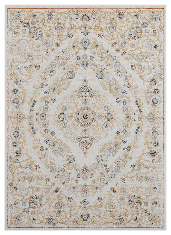 Room Rugs - 63" x 86" x 0.79" Beige Microfiber/Polyester Area Rug