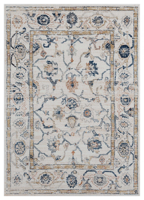 Blue Rug - 63" x 86" x 0.79" Beige Microfiber/Polyester Area Rug