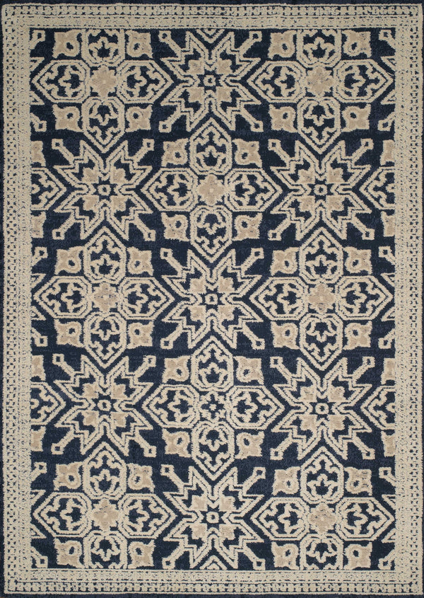 Navy Blue Area Rug - 31" x 90" x 0.39" Navy Polyester Mat Rug