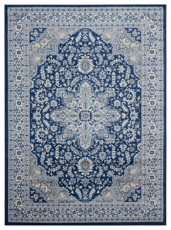 Blue Rug - 22" x 36" x 0.31" Denim Blue Olefin Accent Rug