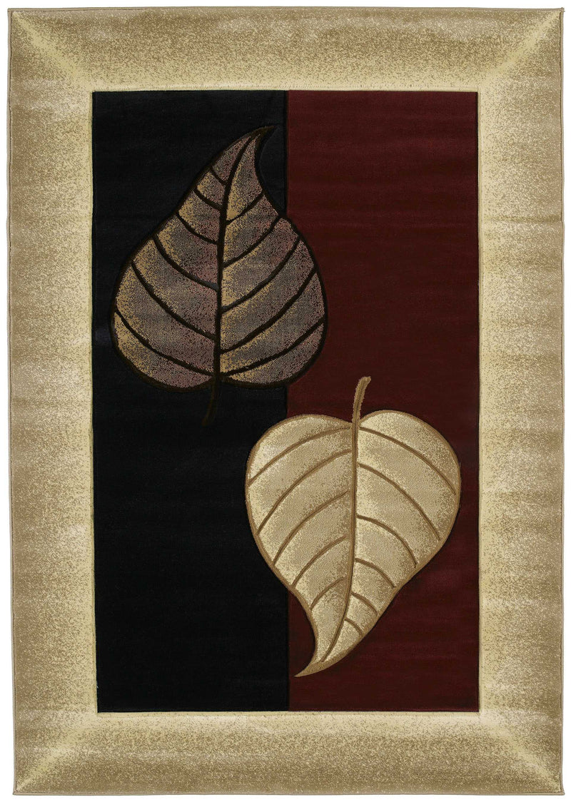 Gray Area Rug - 22" x 32" x 0.47" Burgundy Polypropylene Accent Rug