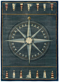 Runner Rugs - 31" x 88" x 0.47" Smoke Blue Polypropylene Runner Rug