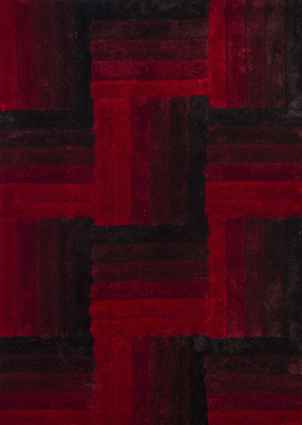 Red Rug - 94" x 126" x 1.2" Red Polyester Oversize Rug
