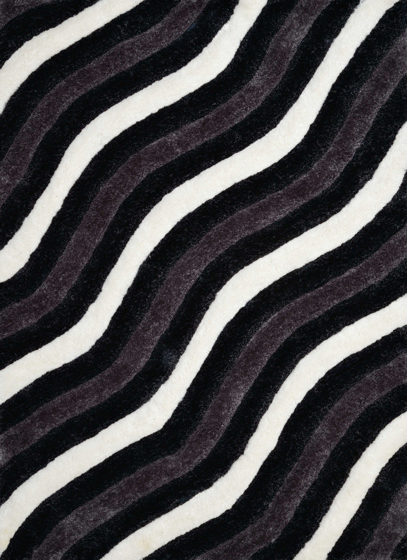 Black Rug - 22" x 26" x 1.2" Black Polyester Accent Rug