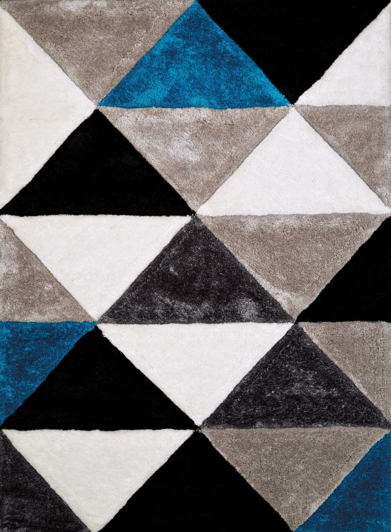Aqua Area Rug - 22" x 26" x 1.2" Aqua Polyester Accent Rug