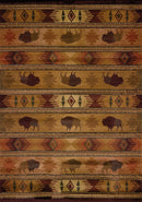 Blue and Grey Rug - 47" x 63" x 0.45" Lodge Polypropylene Accent Rug