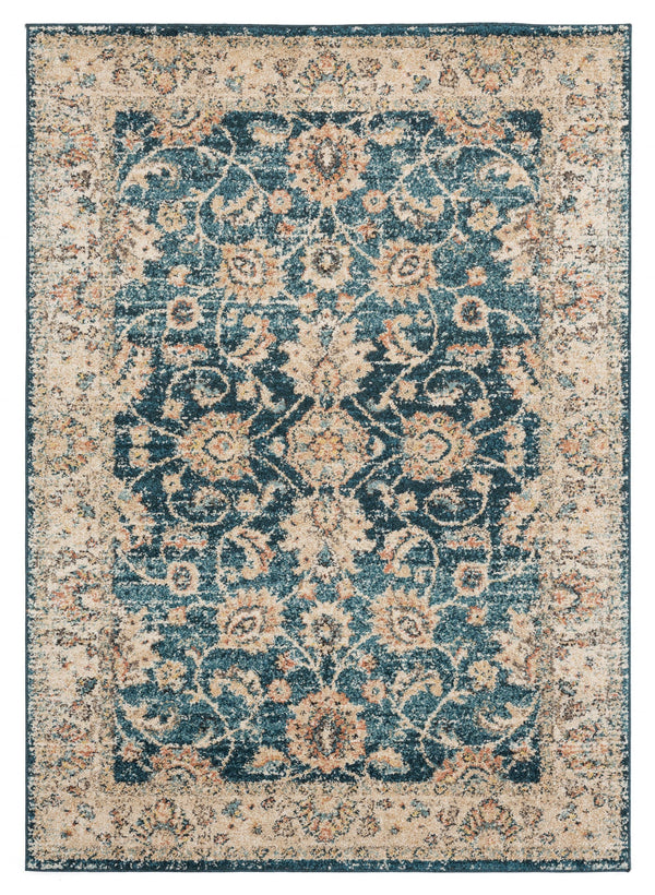 Carpet Mart - 22" x 36" x 0.37" Cerulean Olefin Frieze Accent Rug