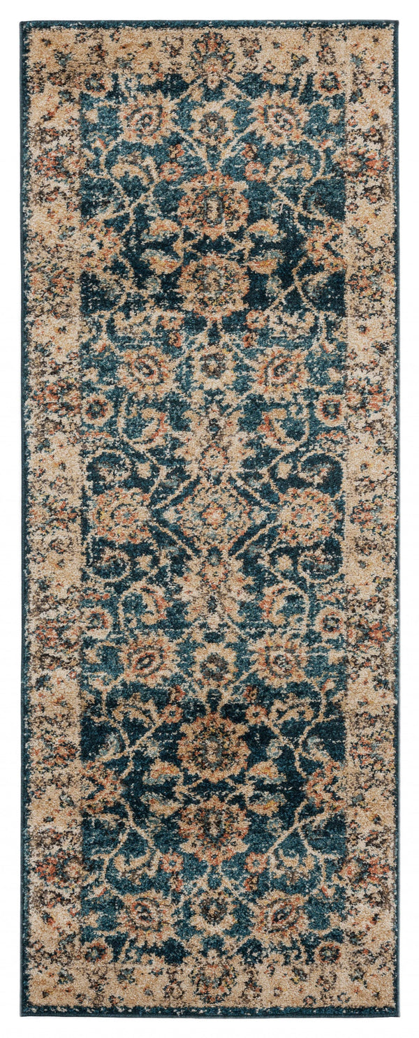 Cheap Rugs - 31" x 86" x 0.37" Cerulean Olefin Frieze Runner Rug