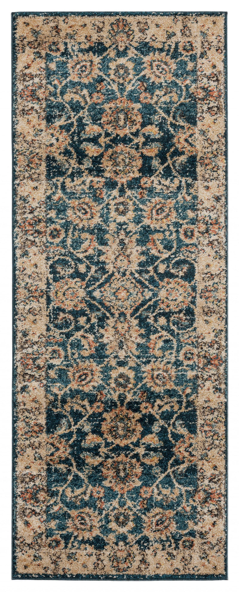 Cheap Rugs - 31" x 86" x 0.37" Cerulean Olefin Frieze Runner Rug