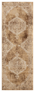 Cheap Rugs - 31" x 86" x 0.37" Light Brown Olefin Frieze Runner Rug