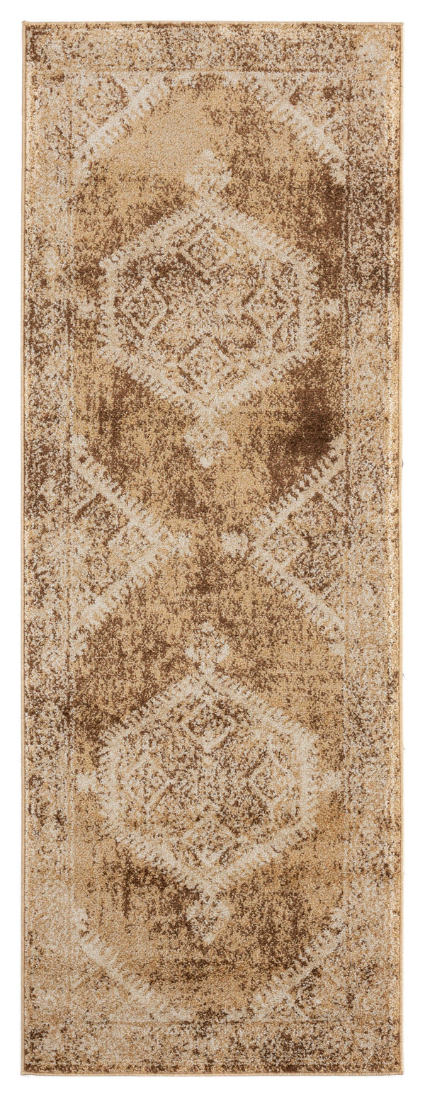 Cheap Rugs - 31" x 86" x 0.37" Light Brown Olefin Frieze Runner Rug