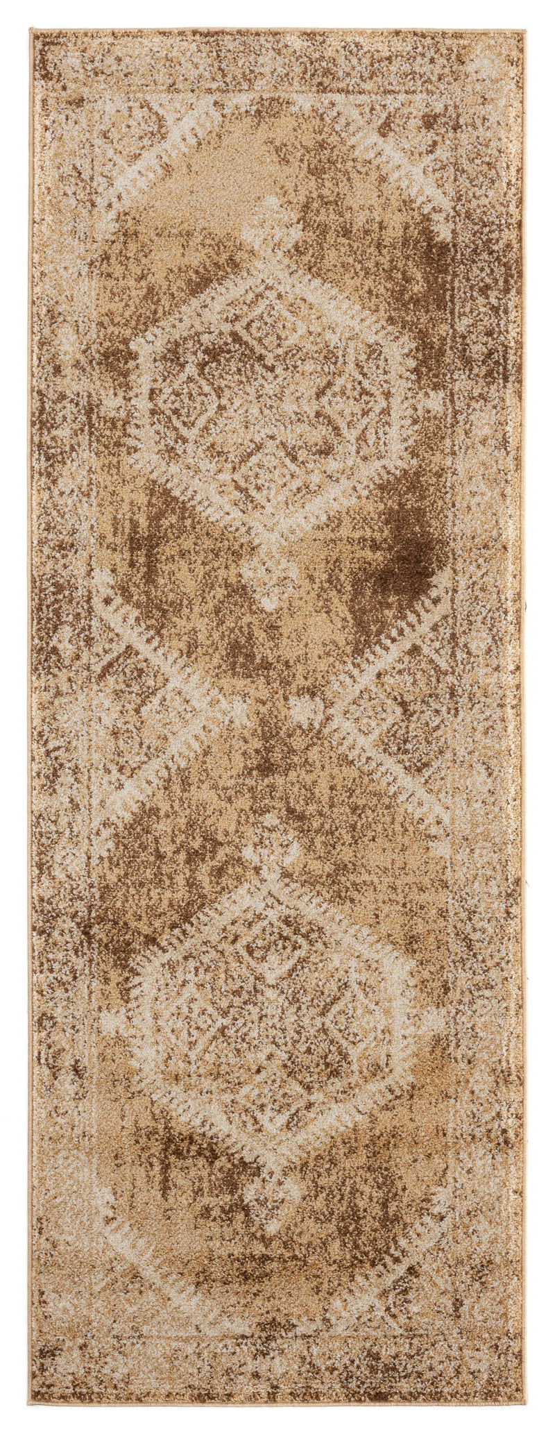 Cheap Rugs - 31" x 86" x 0.37" Light Brown Olefin Frieze Runner Rug