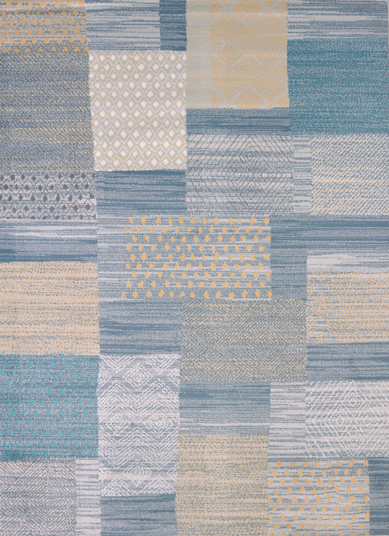 Blue Rug - 94" x 126" x 0.47" Blue Polypropylene/Polyester Oversize Rug