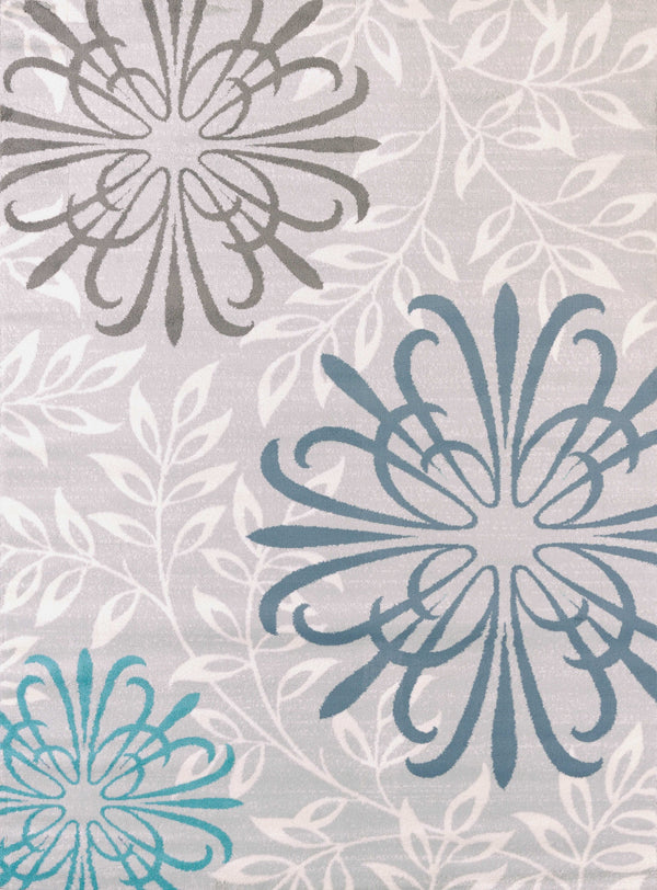 Blue Rug - 94" x 126" x 0.47" Blue Polypropylene/Polyester Oversize Rug