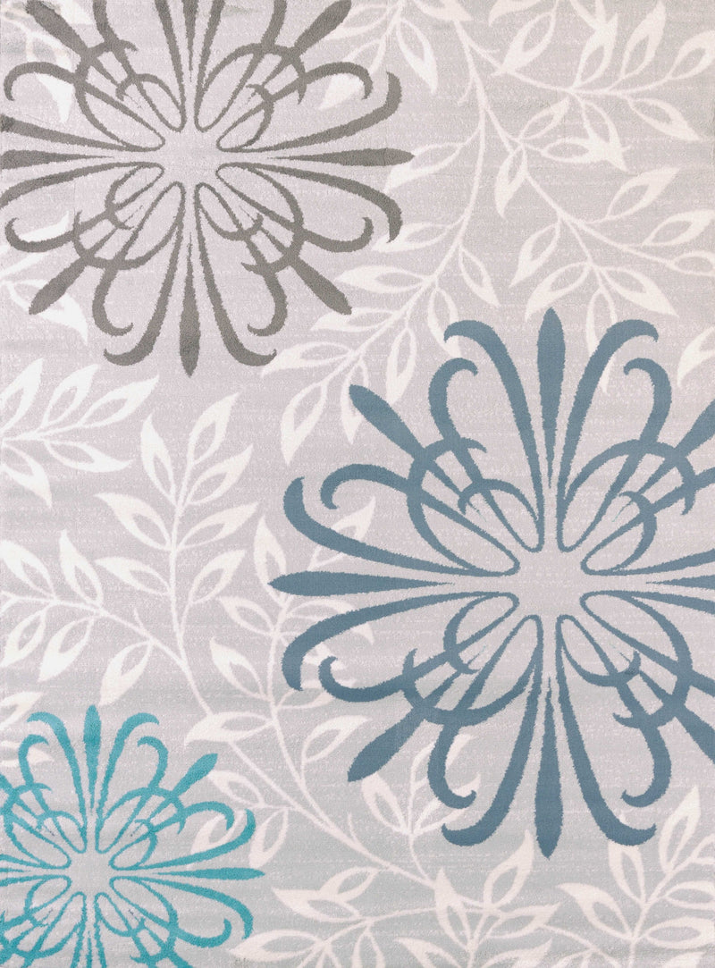 Blue Rug - 94" x 126" x 0.47" Blue Polypropylene/Polyester Oversize Rug