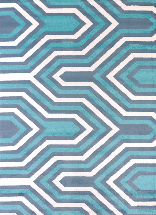 Blue Rug - 94" x 126" x 0.47" Blue Polypropylene/Polyester Oversize Rug