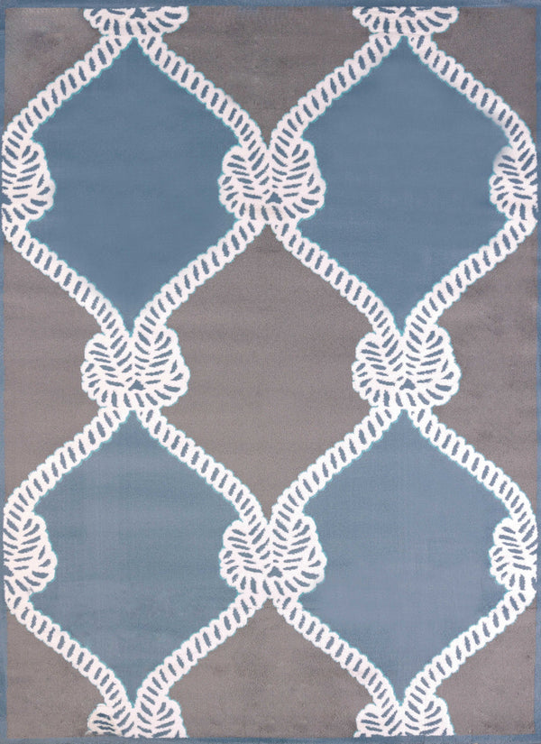 Blue Rug - 94" x 126" x 0.47" Blue Polypropylene/Polyester Oversize Rug