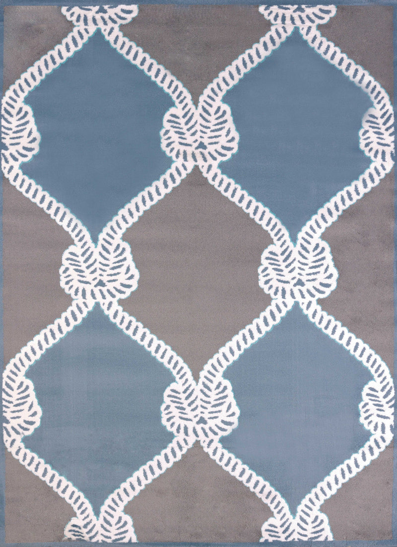 Blue Rug - 94" x 126" x 0.47" Blue Polypropylene/Polyester Oversize Rug