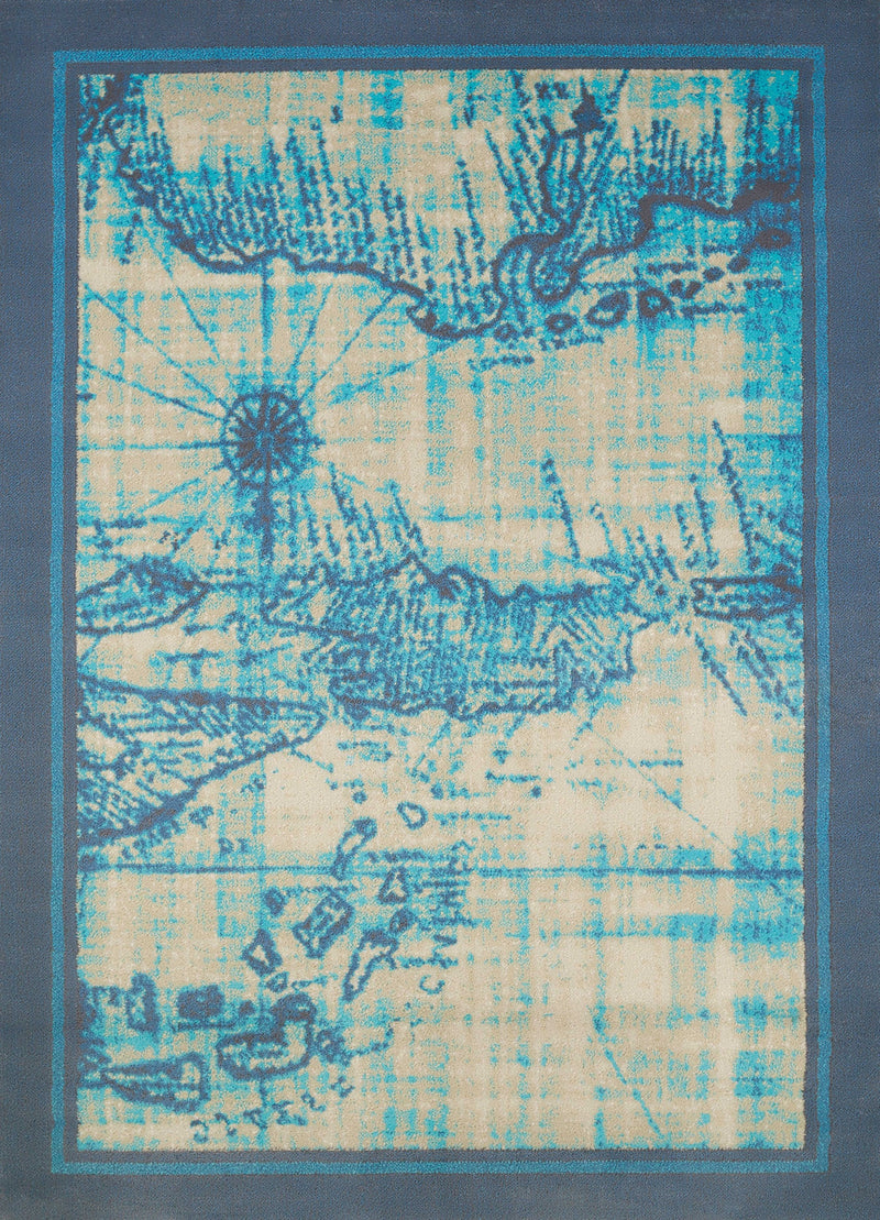 Aqua Rug - 31" x 47" x 0.43" Aqua Polypropylene Accent Rug