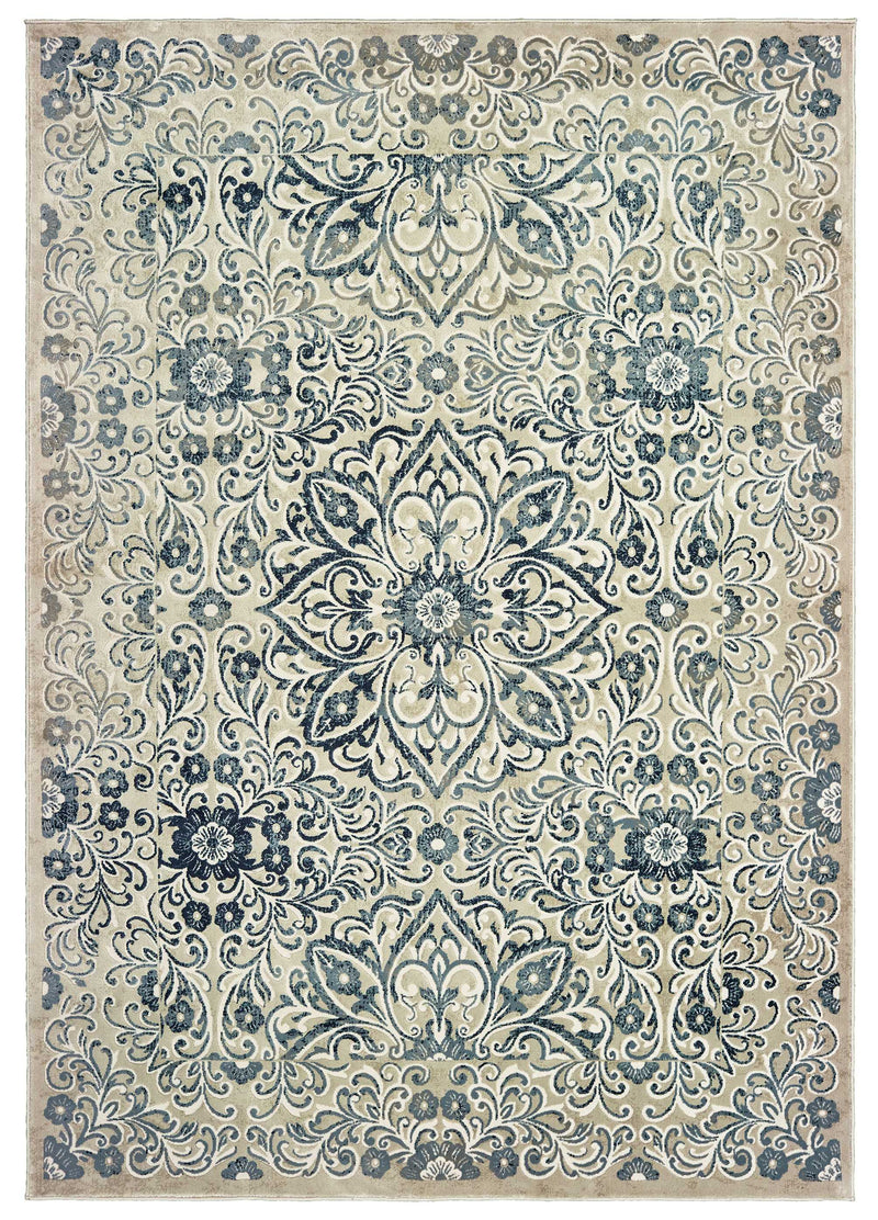 Blue Rug - 22" x 36" x 0.3" Natural Polyester/Olefin Accent Rug