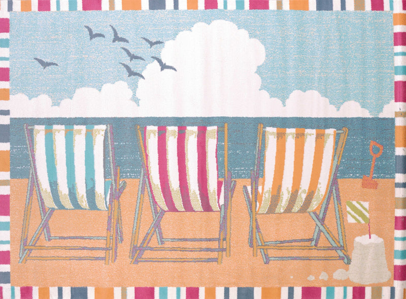 Large Area Rugs - 31" x 47" x 0.43" Tropical Polypropylene Mat Rug